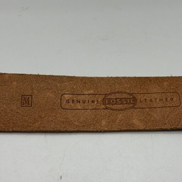 Fossil Leather Belt Metallic Gold Silver Copper Medium Adjustable Cowgirl Boho - Picture 9 of 14